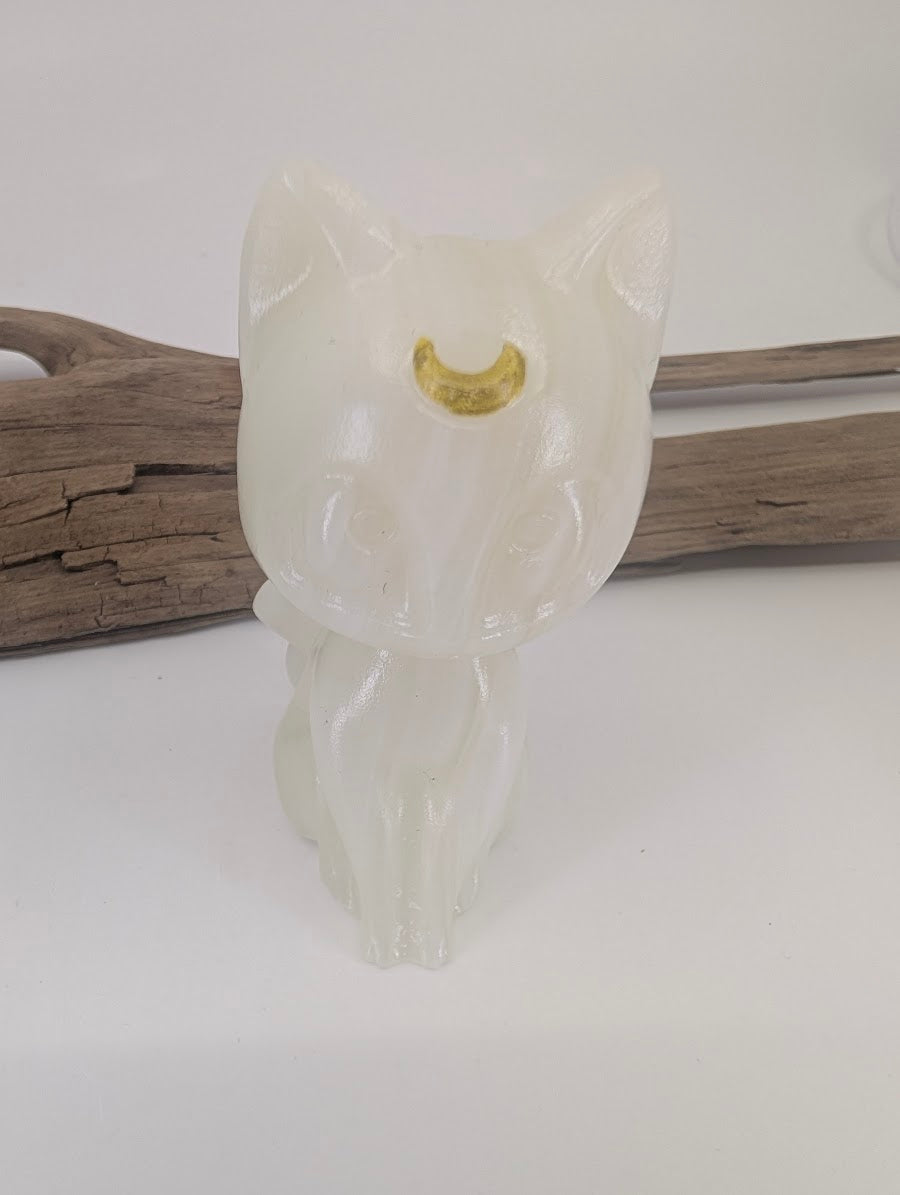 Luna Chat Chat Lune Sculptures Cristallines 7,6 cm - choisissez votre minéral