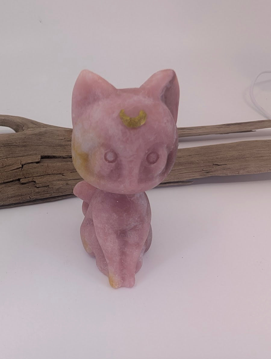 Luna Chat Chat Lune Sculptures Cristallines 7,6 cm - choisissez votre minéral