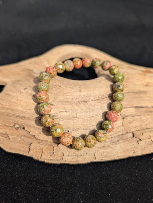 Unakite Faceted Bracelet (8mm)
