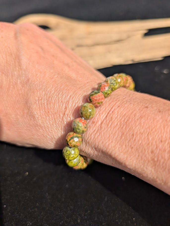Unakite Faceted Bracelet (8mm)