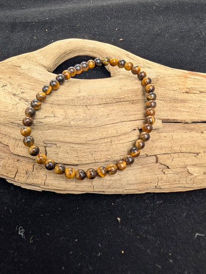 Yellow Tiger's Eye Bracelet – Chip, 4mm, 8mm and 12mm Polished Round Beads