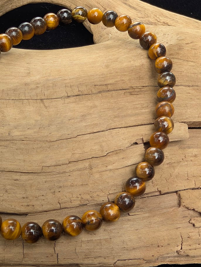 Yellow Tiger's Eye Bracelet – Chip, 4mm, 8mm and 12mm Polished Round Beads