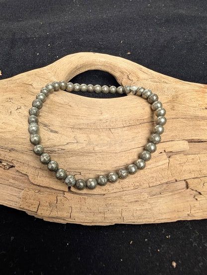 Bracelet en pyrite — Perles rondes de 4 mm, 6 mm et 8 mm
