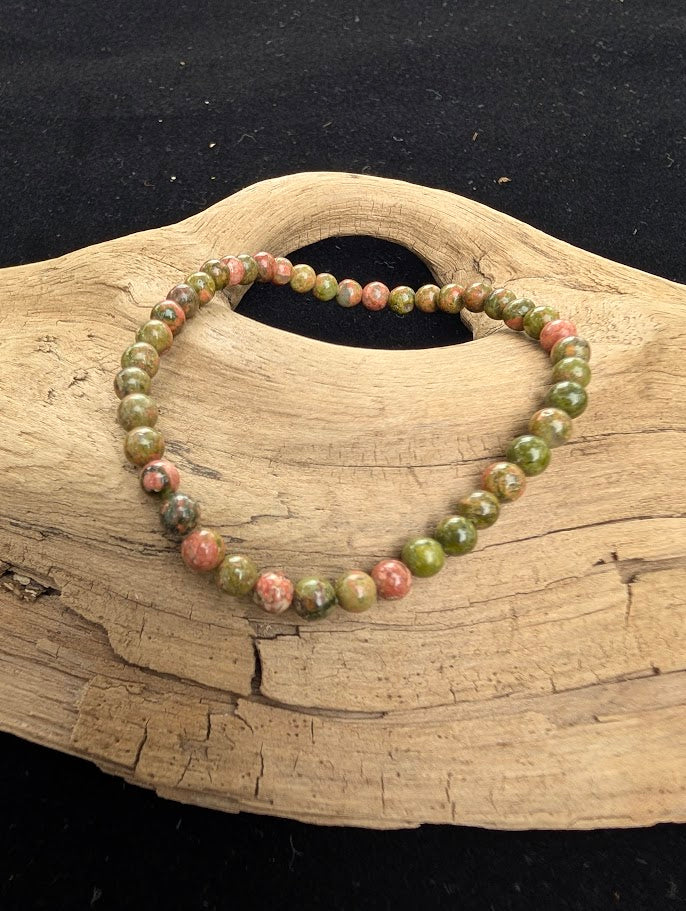 Bracelets en Unakite – Perles Naturelles de Forme Irrégulière, 4mm, 7mm, 8mm et 12mm