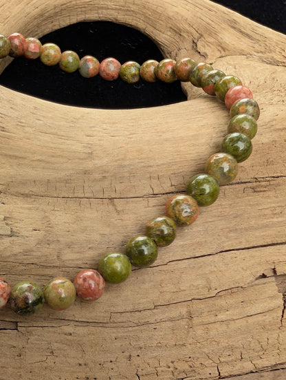Bracelets en Unakite – Perles Naturelles de Forme Irrégulière, 4mm, 7mm, 8mm et 12mm