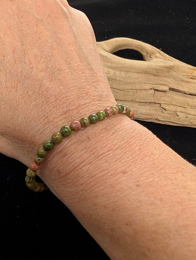 Bracelets en Unakite – Perles Naturelles de Forme Irrégulière, 4mm, 7mm, 8mm et 12mm