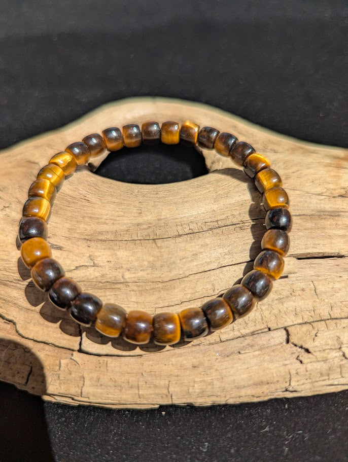 Tiger's Eye Barrel Beaded Bracelet