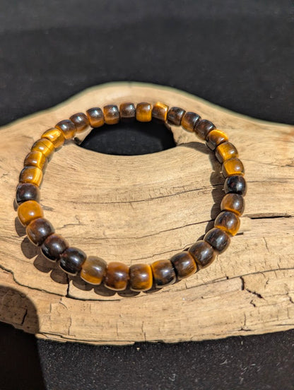 Tiger's Eye Barrel Beaded Bracelet