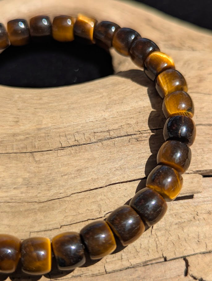 Tiger's Eye Barrel Beaded Bracelet