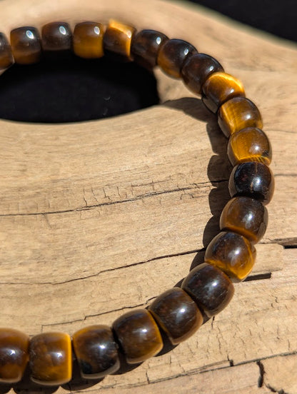 Tiger's Eye Barrel Beaded Bracelet