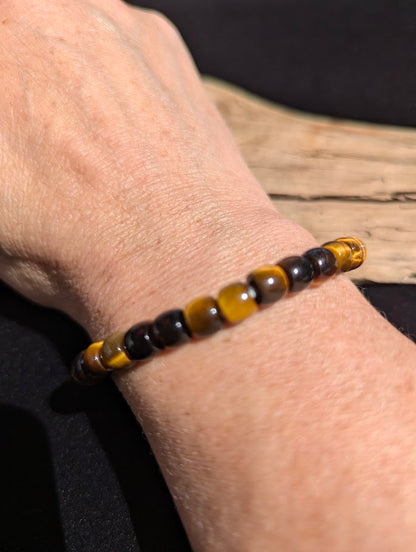 Tiger's Eye Barrel Beaded Bracelet