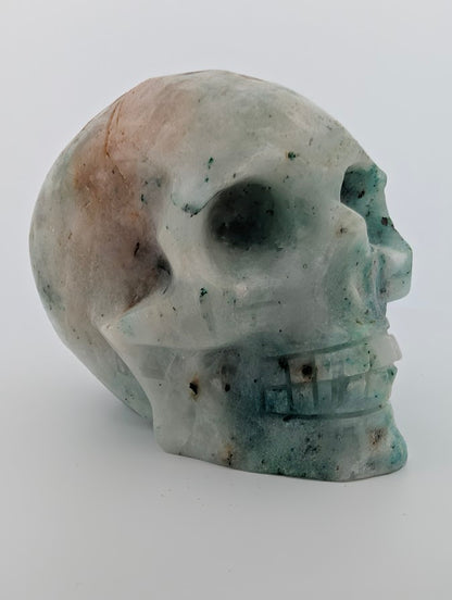 Phoenix Stone Crystal Skull ~500g hand-carved carving with chrysocolla and turquoise tones