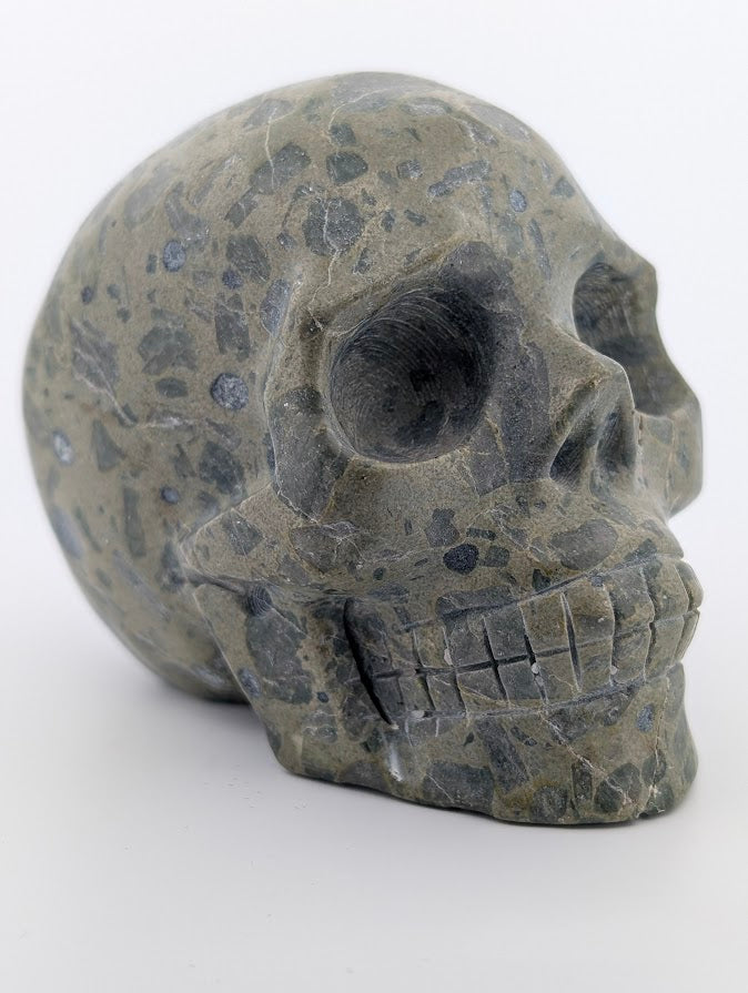Rainforest Jasper Crystal Skull ~500g hand-carved rhyolite jasper carving