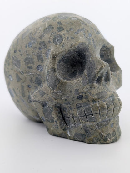 Rainforest Jasper Crystal Skull ~500g hand-carved rhyolite jasper carving