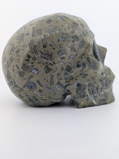 Rainforest Jasper Crystal Skull ~500g hand-carved rhyolite jasper carving
