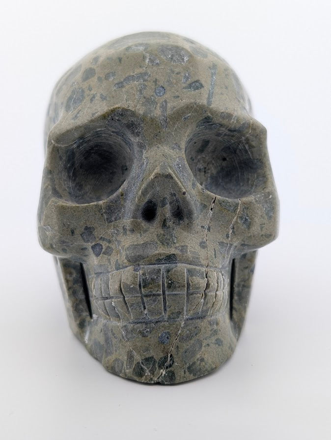 Rainforest Jasper Crystal Skull ~500g hand-carved rhyolite jasper carving