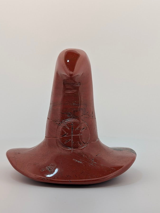 Red Jasper witch hat carving – front view