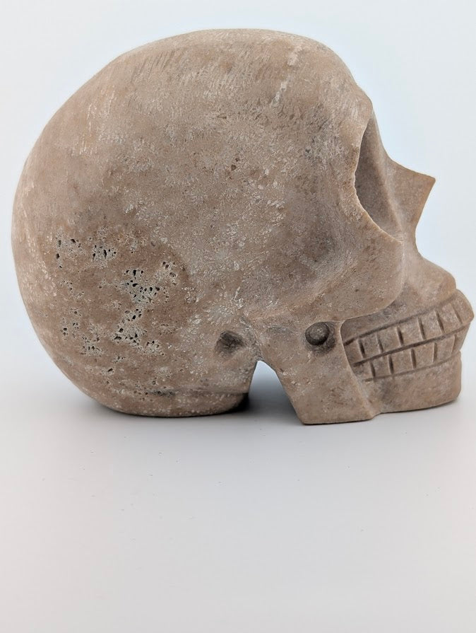 Sunstone Crystal Skull ~500g hand-carved carving with golden aventurescence