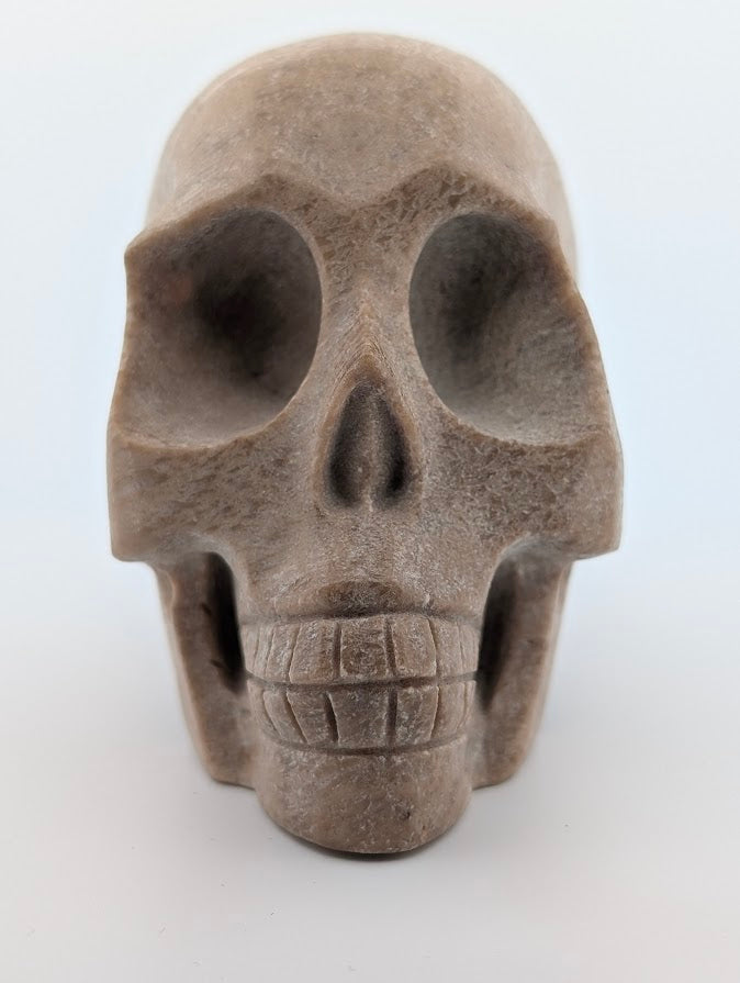 Sunstone Crystal Skull ~500g hand-carved carving with golden aventurescence