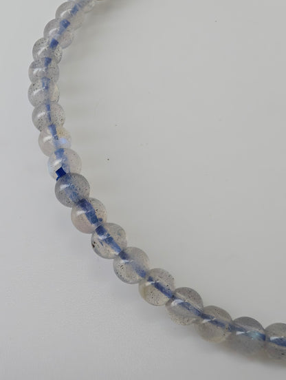 Premium polished labradorite bracelet with 3.5mm round beads and shimmering flash