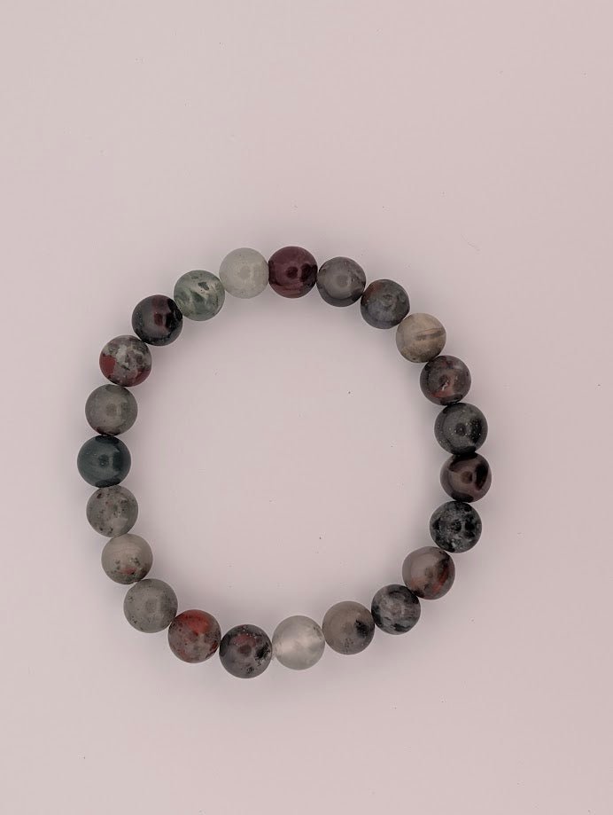 African Bloodstone Bracelet – 8mm Polished Beads - Legacy Crystals and Minerals