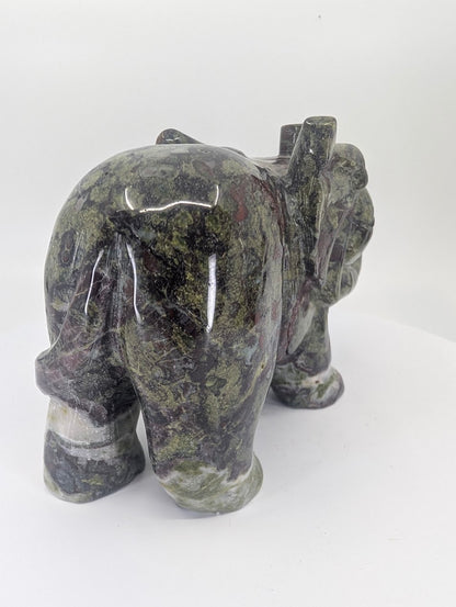 Back view showing deep green and maroon Bloodstone pattern