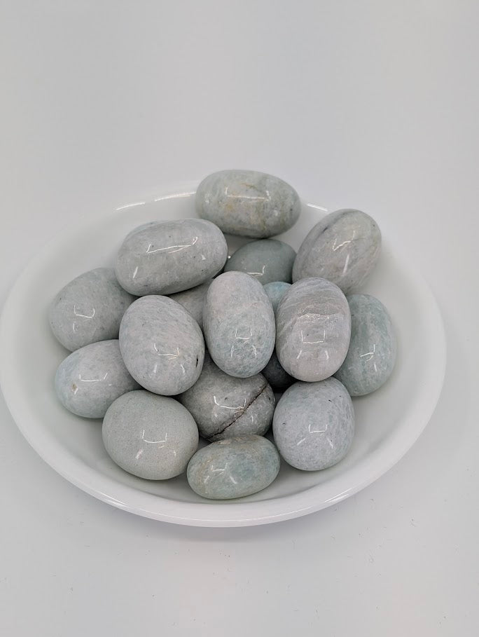 Amazonite tumbled stones A grade in bowl