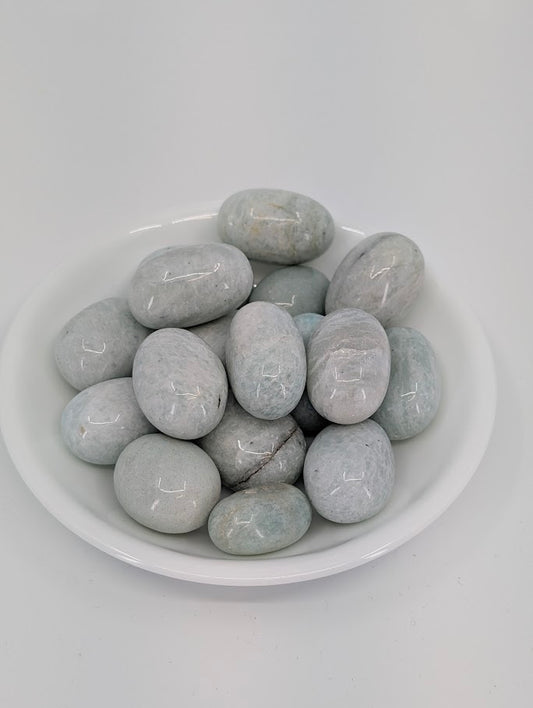 Amazonite tumbled stones A grade in bowl