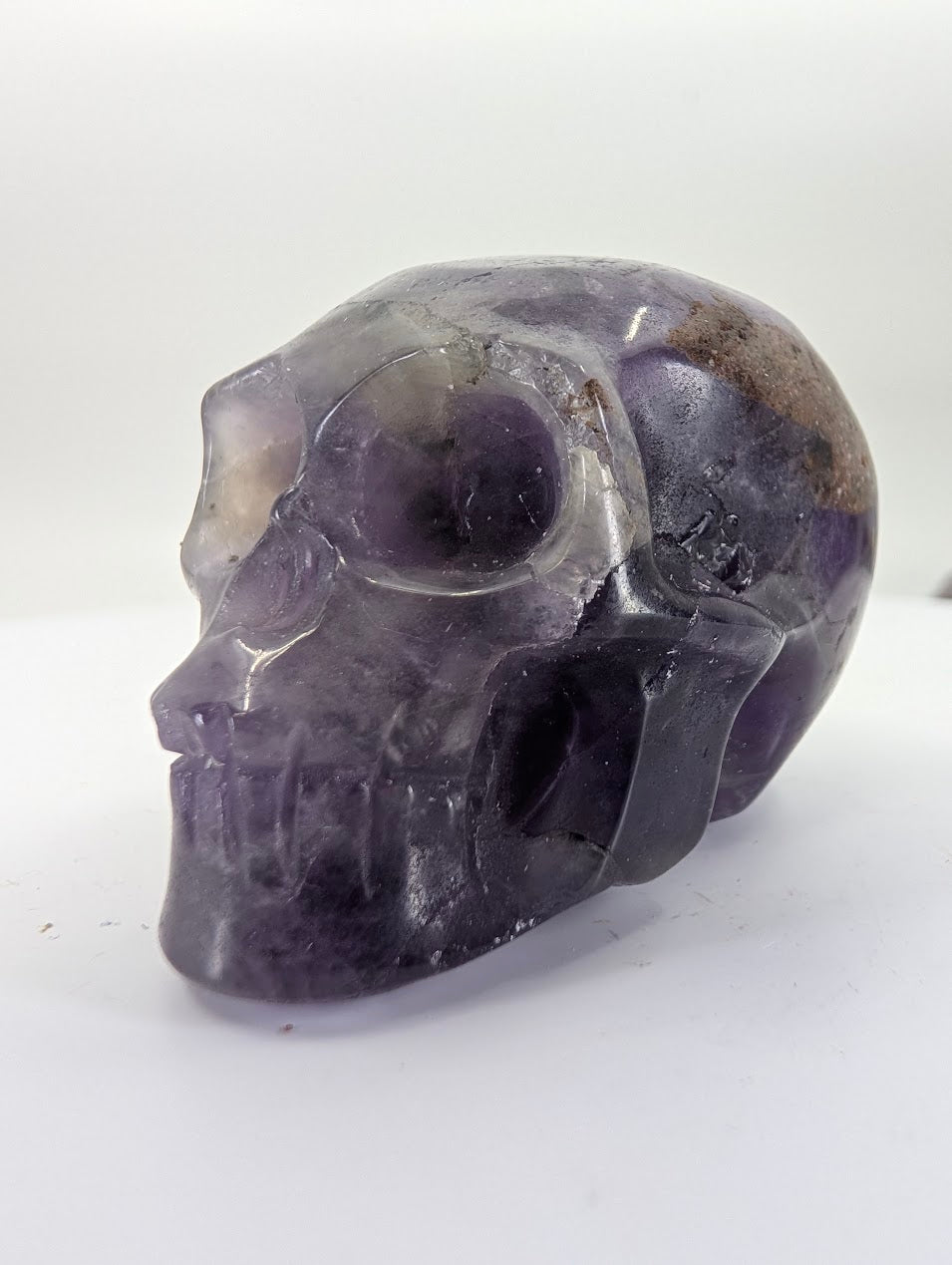 Amethyst crystal skull carving – 41mm hand-carved natural stone – Legacy Crystals and Minerals