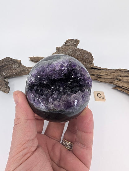 Hand-held view of Amethyst Specimen C showing deep throat opening.