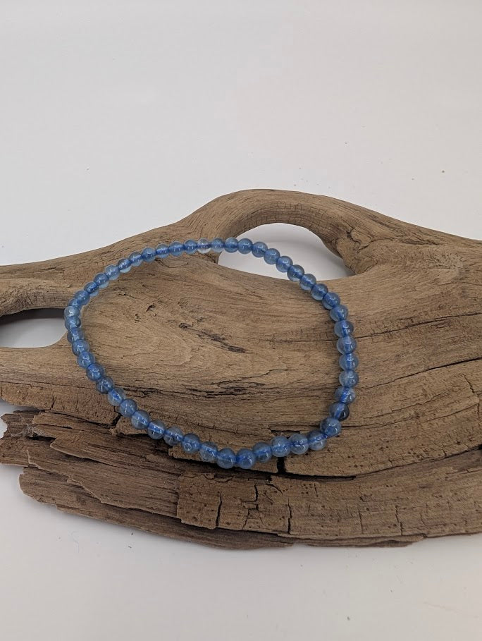 4mm Aquamarine Bracelet with polished natural blue beryl beads