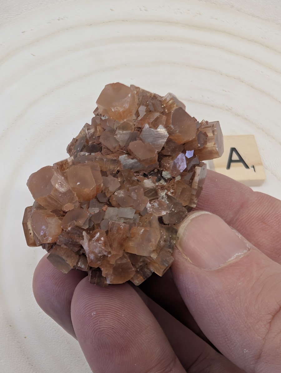 Natural Aragonite Star Cluster from Morocco, 75g specimen with pseudo-hexagonal twinning.