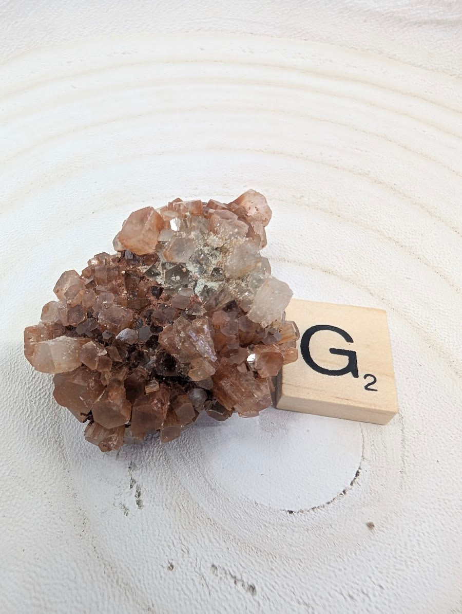 Natural 85g Sputnik Aragonite specimen from Morocco with architectural crystal structure.