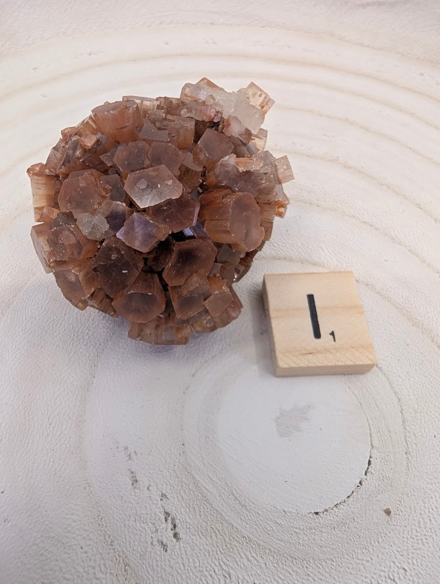 90g Premium Aragonite Star Cluster featuring translucent amber tips and geometric twinning.