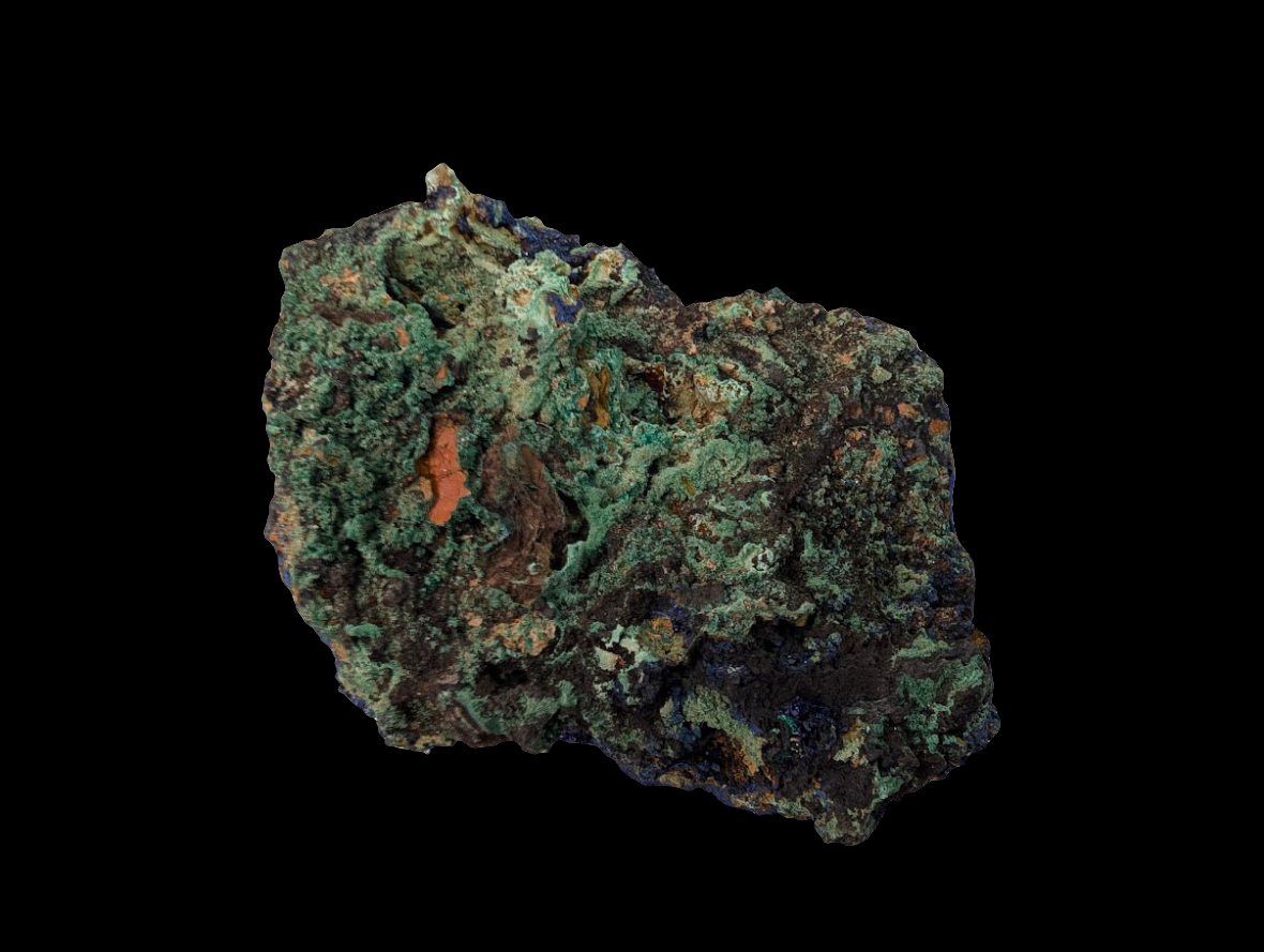 Sparkling Azurite Crystal Cluster with Malachite - 4 x 3.5 x 1.75 Inches, 177 Grams