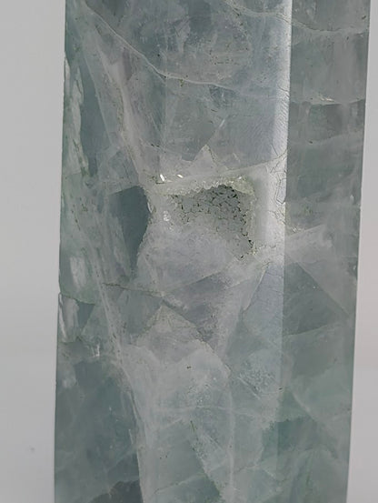 Close-up of Banded Fluorite with natural druzy pocket