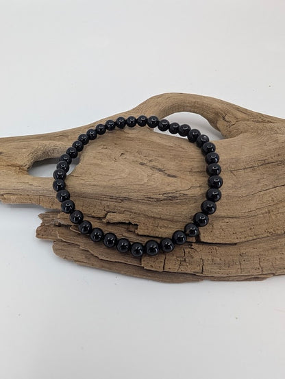 4mm Black Agate Bracelet polished natural crystal jewelry