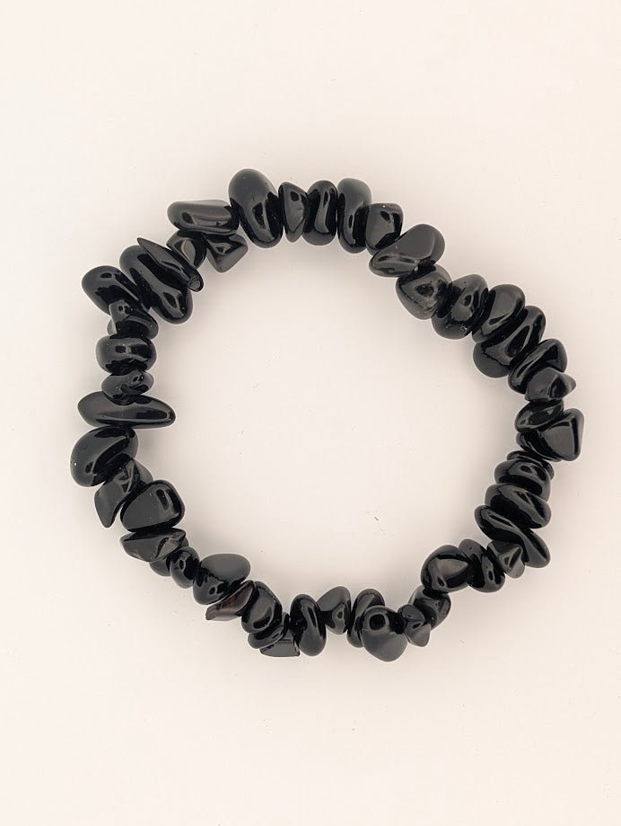 Black Obsidian Bracelet – Chip & 8mm Beads - Legacy Crystals and Minerals