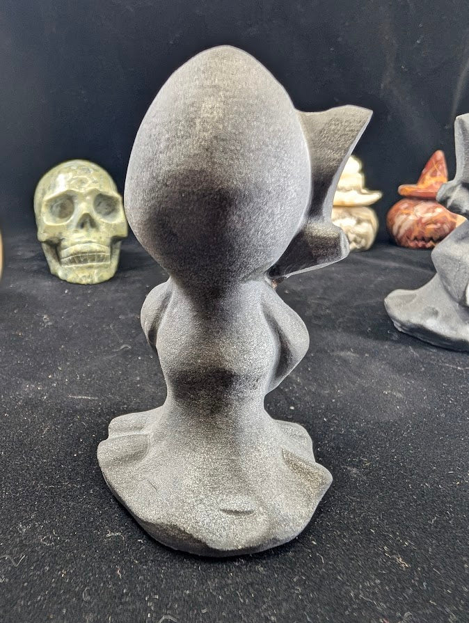 Black Obsidian Death carving faceless variant - back view