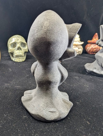Black Obsidian Death carving faceless variant - back view