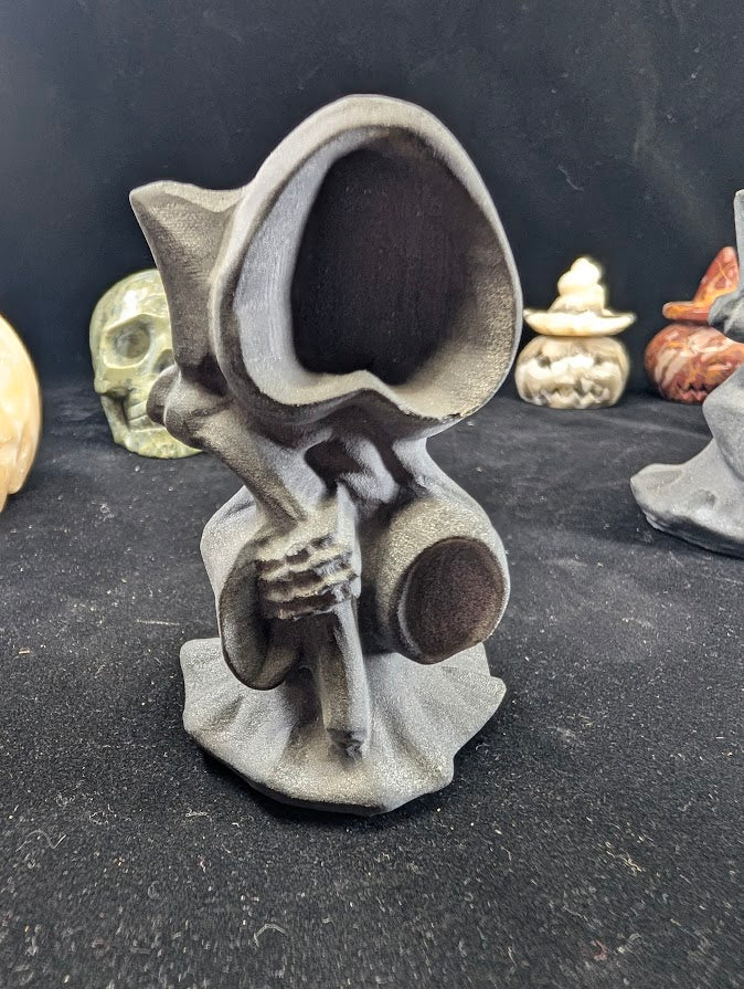 Black Obsidian Death carving faceless variant - front view