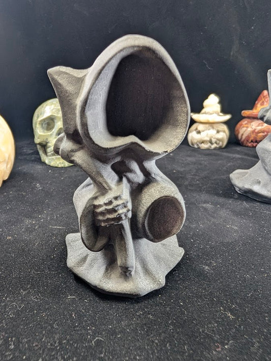 Black Obsidian Death carving faceless variant - front view