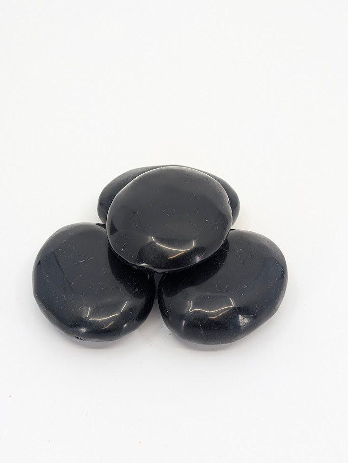 Black Obsidian Palm Stones with mirror-like polish
