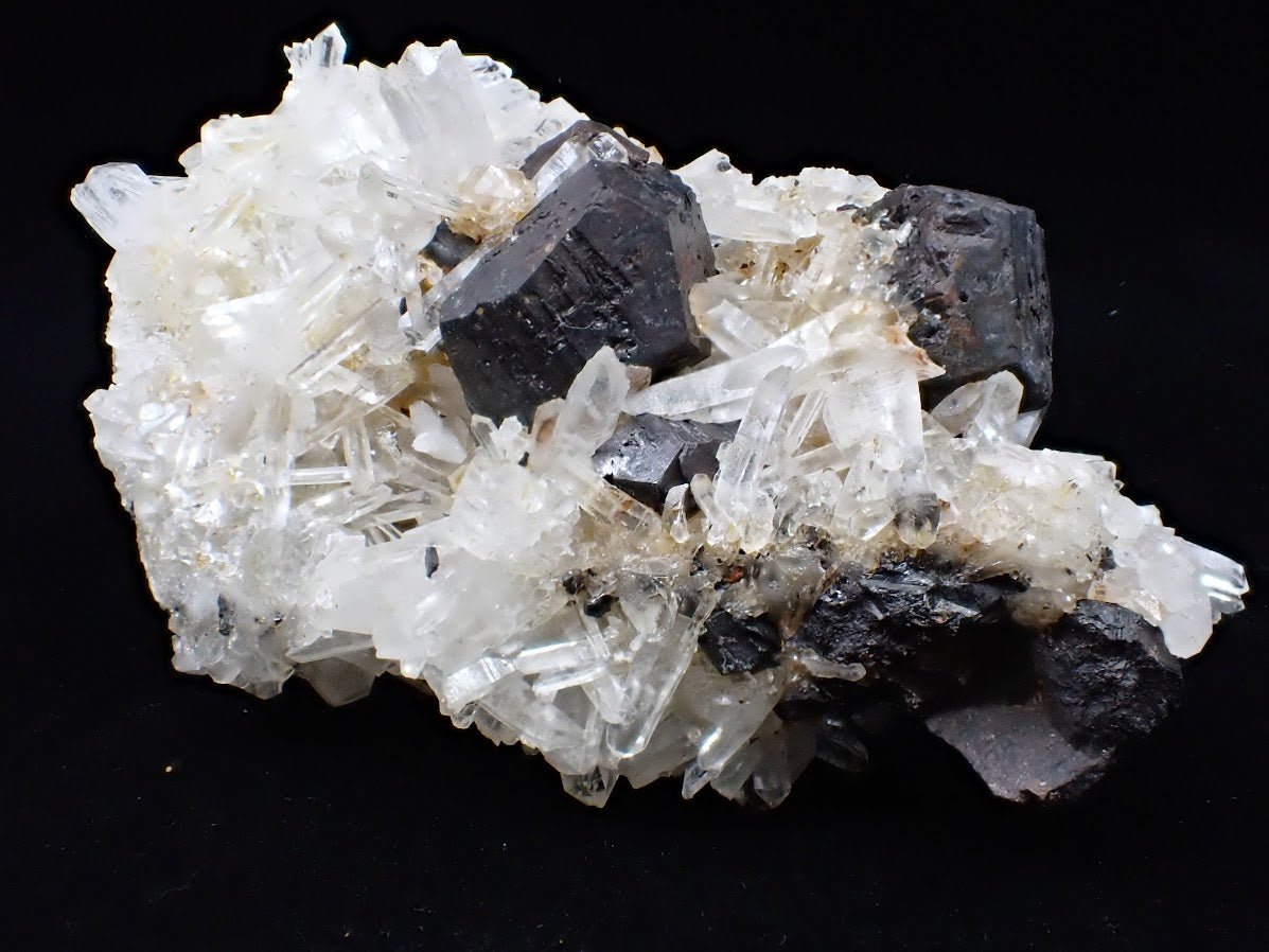 Black Pyrite and Quartz Cluster – Fengjiashan Mine, China (301g) - Legacy Crystals and Minerals