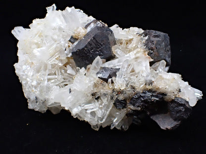Black Pyrite and Quartz Cluster – Fengjiashan Mine, China (301g) - Legacy Crystals and Minerals