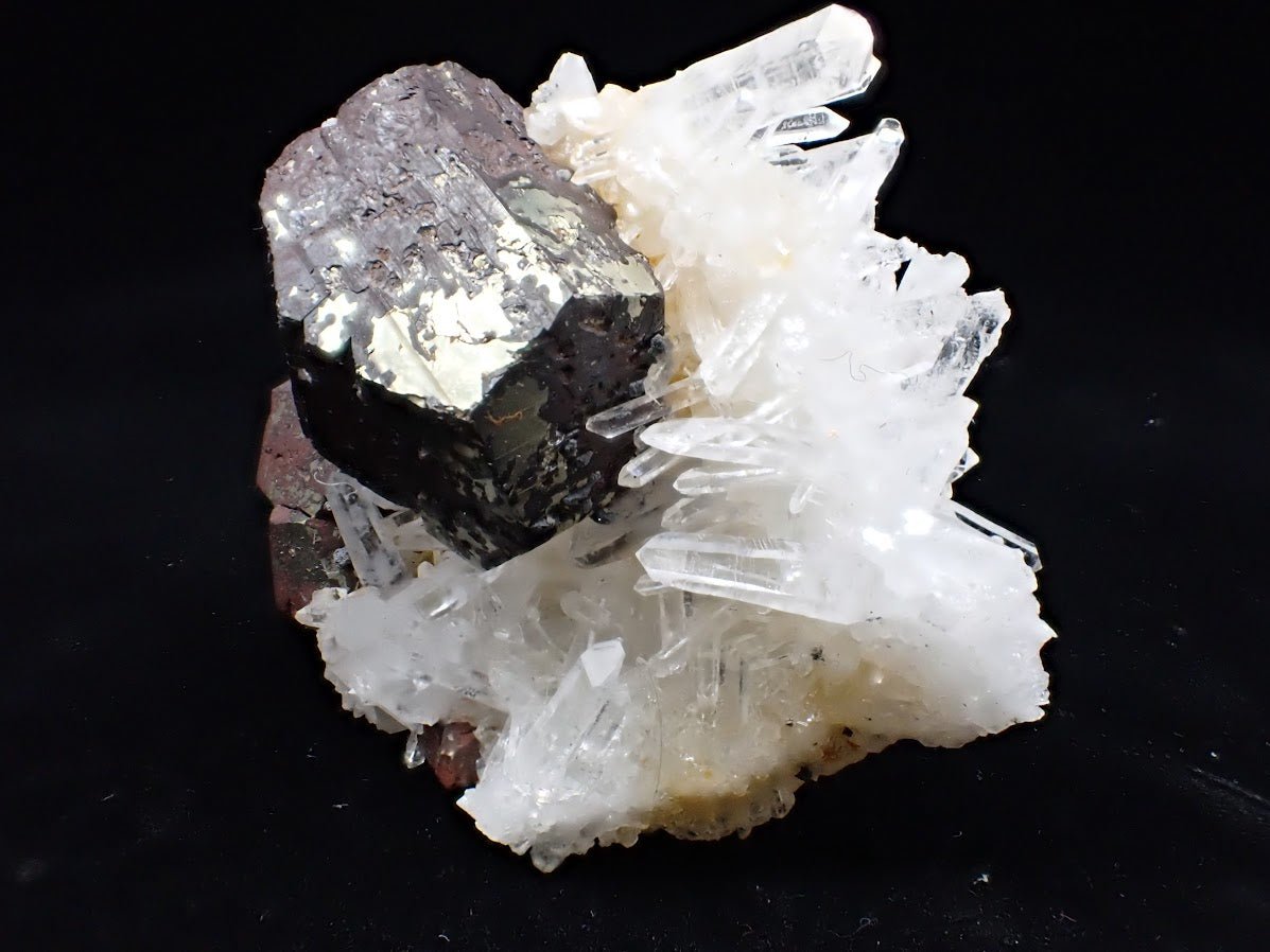 Black Pyrite & Quartz – Fengjiashan Mine (2.5", 101g) - Legacy Crystals and Minerals