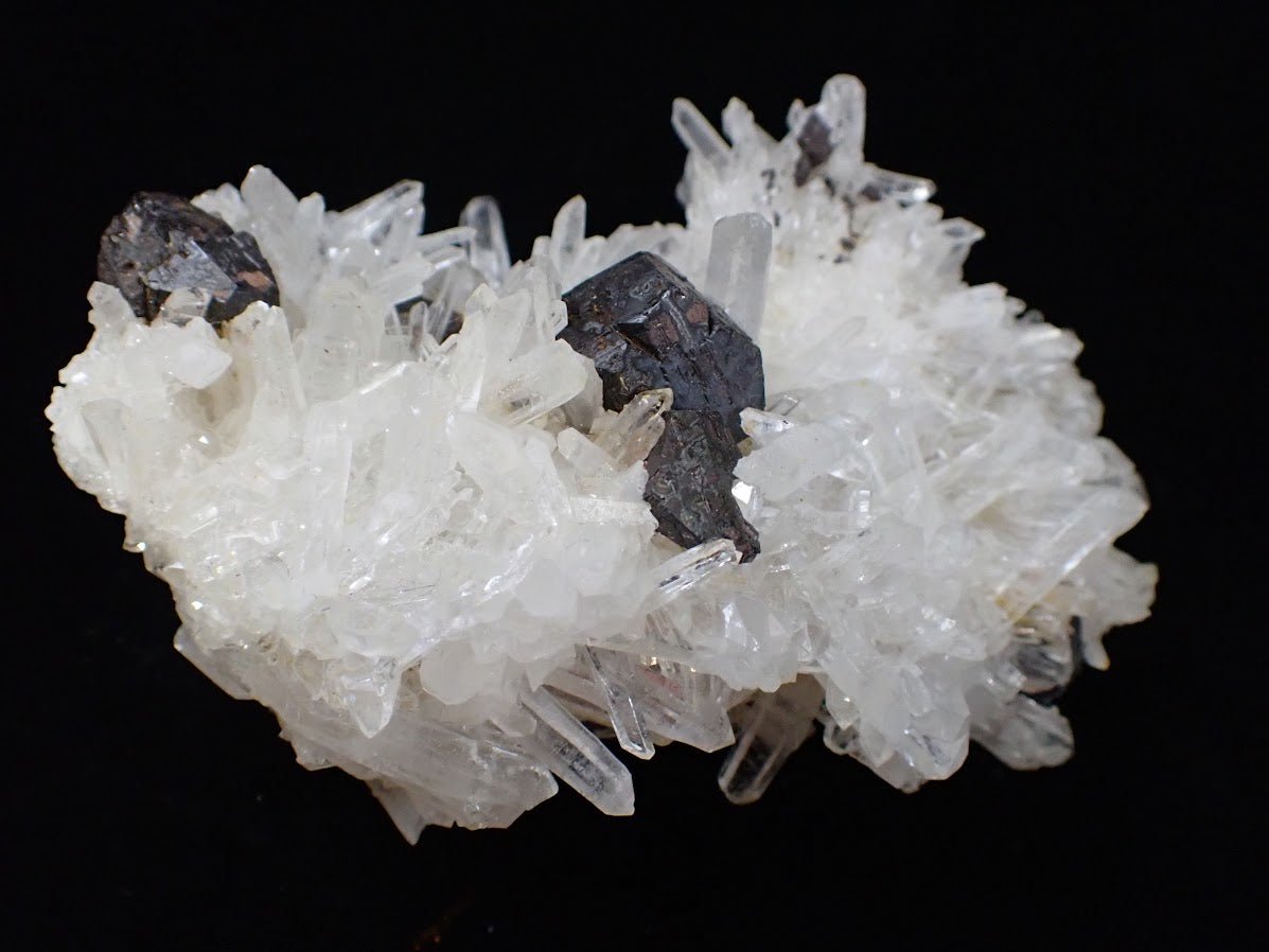 Black Pyrite with Quartz Cluster – Fengjiashan Mine, China - Legacy Crystals and Minerals