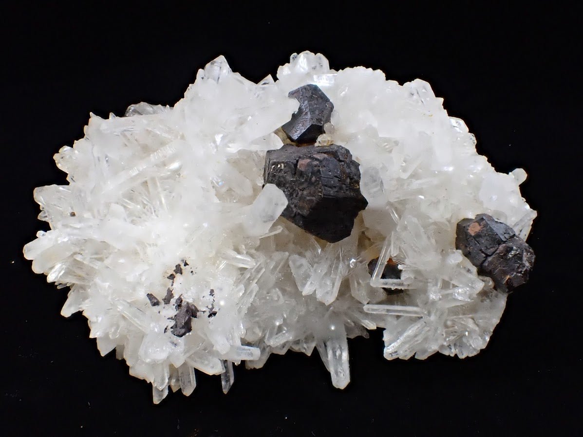 Black Pyrite with Quartz Cluster – Fengjiashan Mine, China - Legacy Crystals and Minerals