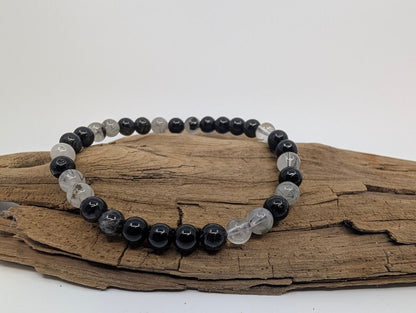 Black Rutile Quartz Bracelet – 6mm Polished Beads - Legacy Crystals and Minerals