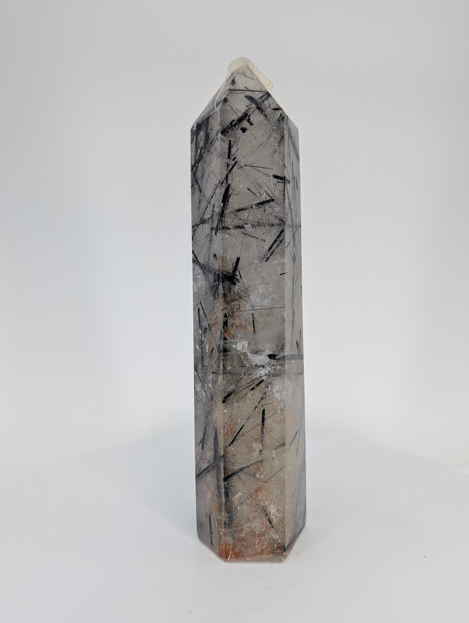 Polished Brazilian Black Tourmaline in Quartz – side profile